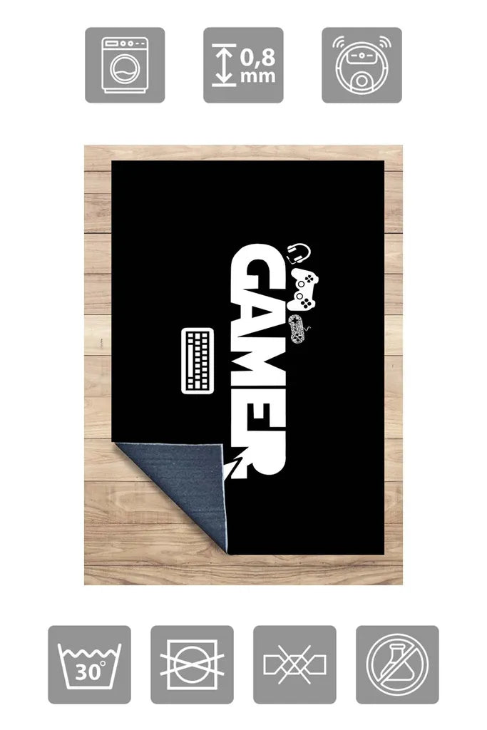 Jungengel Teppich Gamer Player Spiele Zocker Läufer Zimmer Unterlage Matte Schwarz : 180x280 Cm