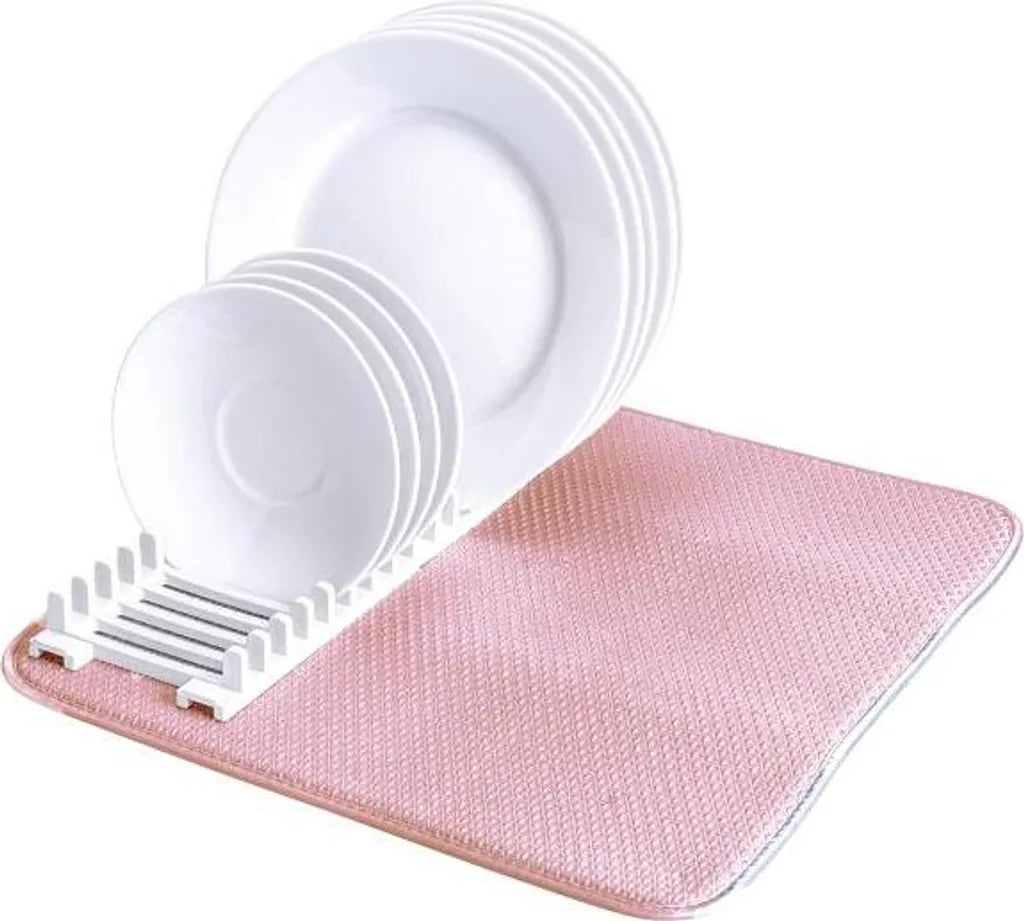 Steuber Abtropfmatte Mit Gestell, Pfirsich, 40 X 45 Cm, Saugstarke Mikrofaser, 2 Abnehmbare Abtropfgestelle, Antirutsch, Waschbar Bei 40°C