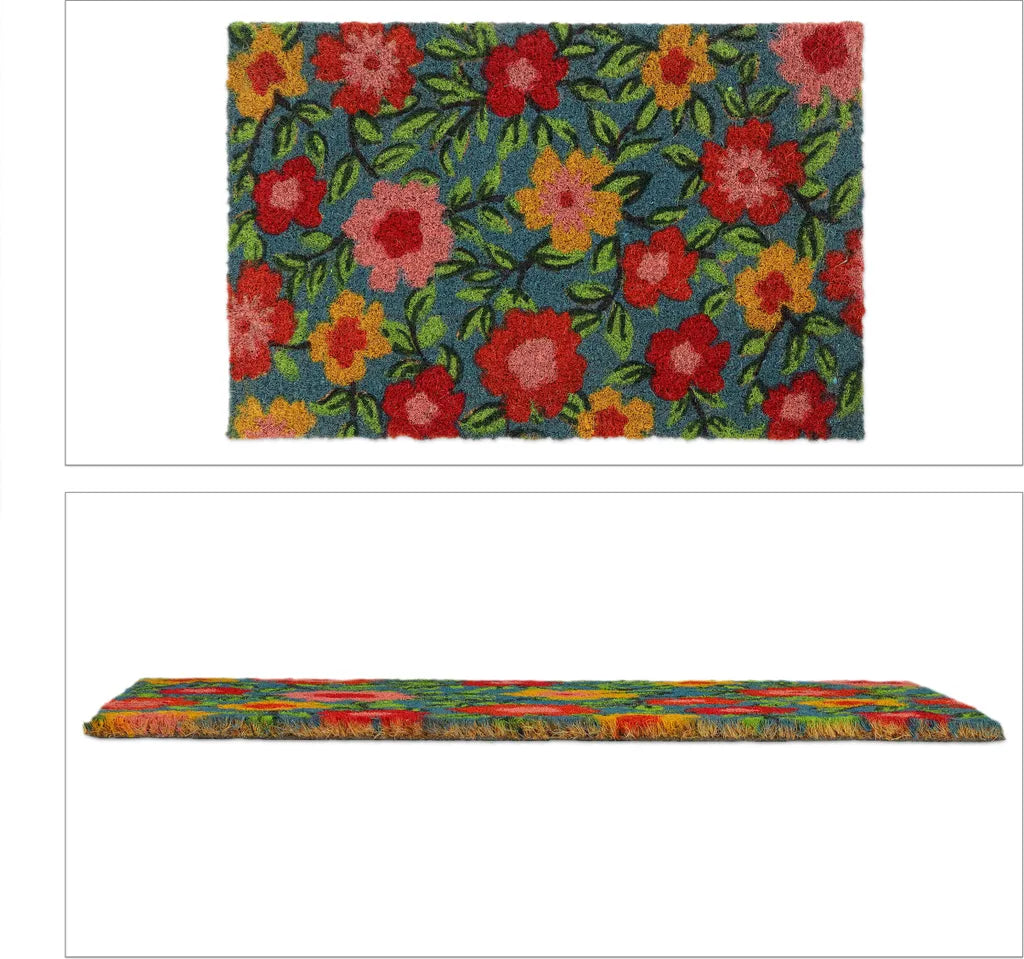 Relaxdays Fußmatte Kokos Blüten