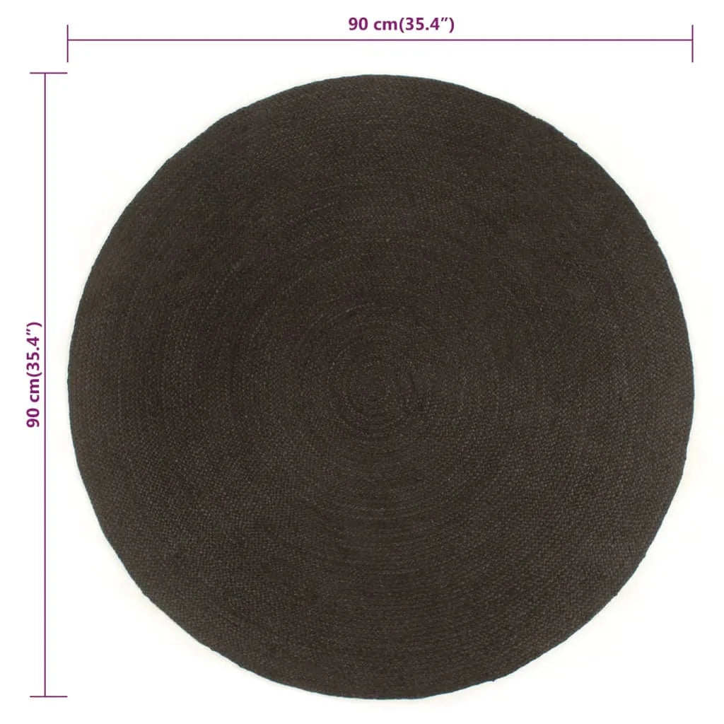 VidaXL Wendeteppich Geflochten Anthrazit Und Natur 90 Cm Jute Rund