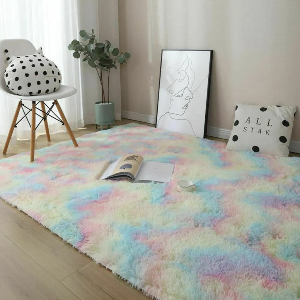 Regenbogen Übergroße Flauschige Teppiche 120*160cm Shaggy Area Rug Esszimmer Schlafzimmer Teppich Bodenmatte