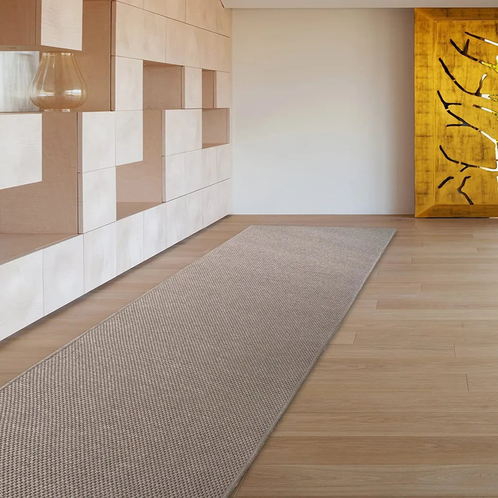 Teppich Läufer Kalkutta Sisaloptik Tiger-Eye-Design Wohnteppich Flurläufer Taupe 66x200 Cm