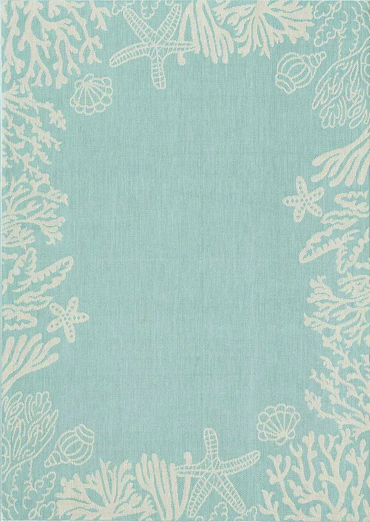 In- Und Outdoor Teppich Terrassen & Balkon Küche Teppich Meeres Design Muscheln Turkis, Farbe:Turkis, Maße:160x220 Cm