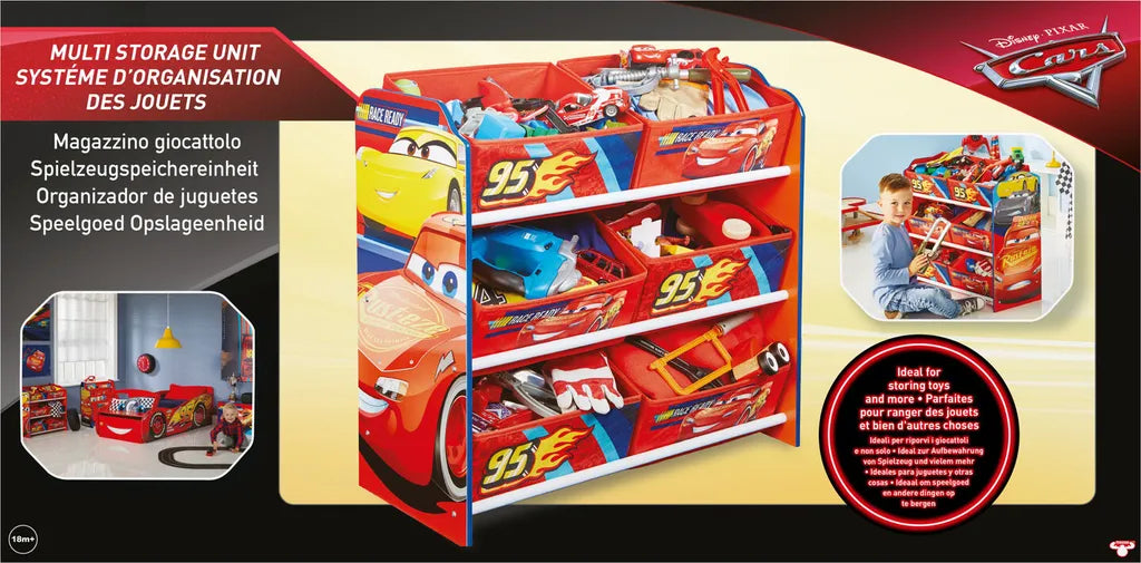 Worlds Appart Disney Cars - Regal Zur Spielzeugaufbewahrung Mit Sechs Kisten Für Kinder, 471CAA