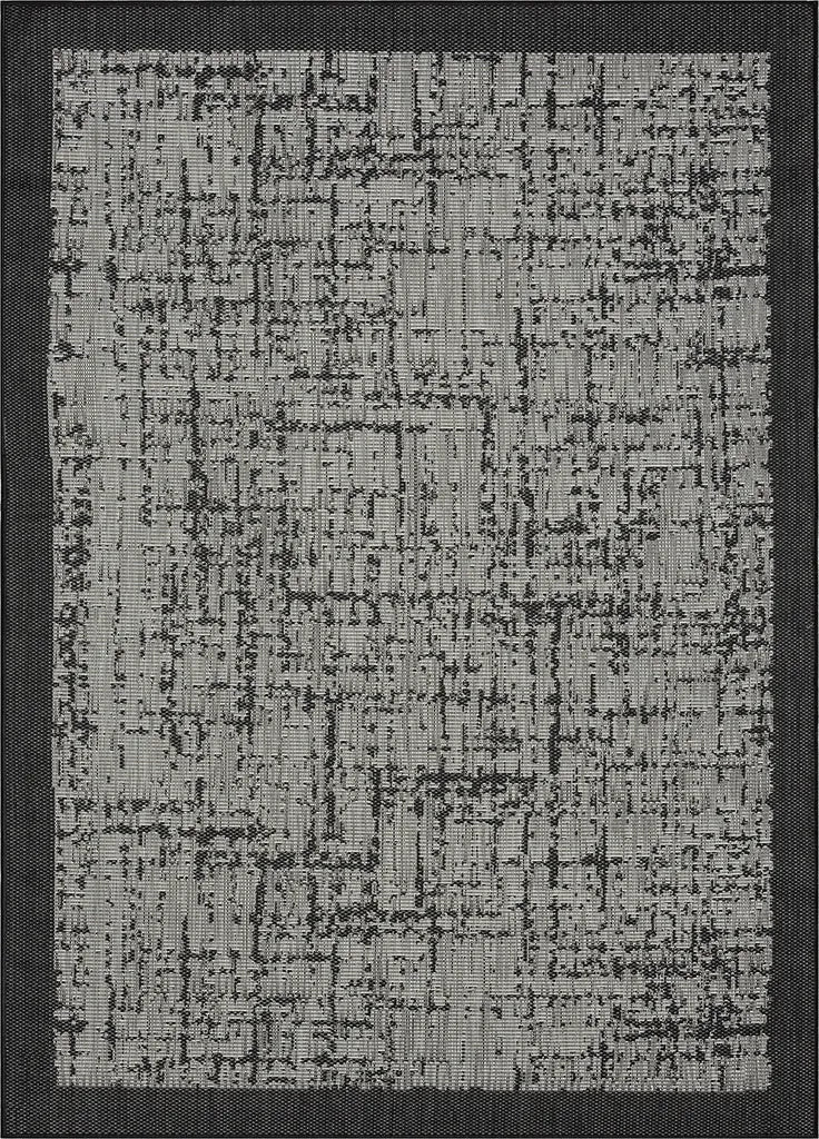 Teppich In- Und Outdoor Flachgewebe Terrasse Balkon Wintergarten Robust Abstrakt Grau Anthrazit Braun, Farbe:Anthrazit, Maße:140x200 Cm