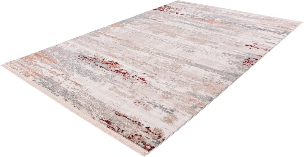 Kayoom - Hochflor Teppich Akropolis 325 Grau / Lachsrosa Grösse: 160cm X 230cm