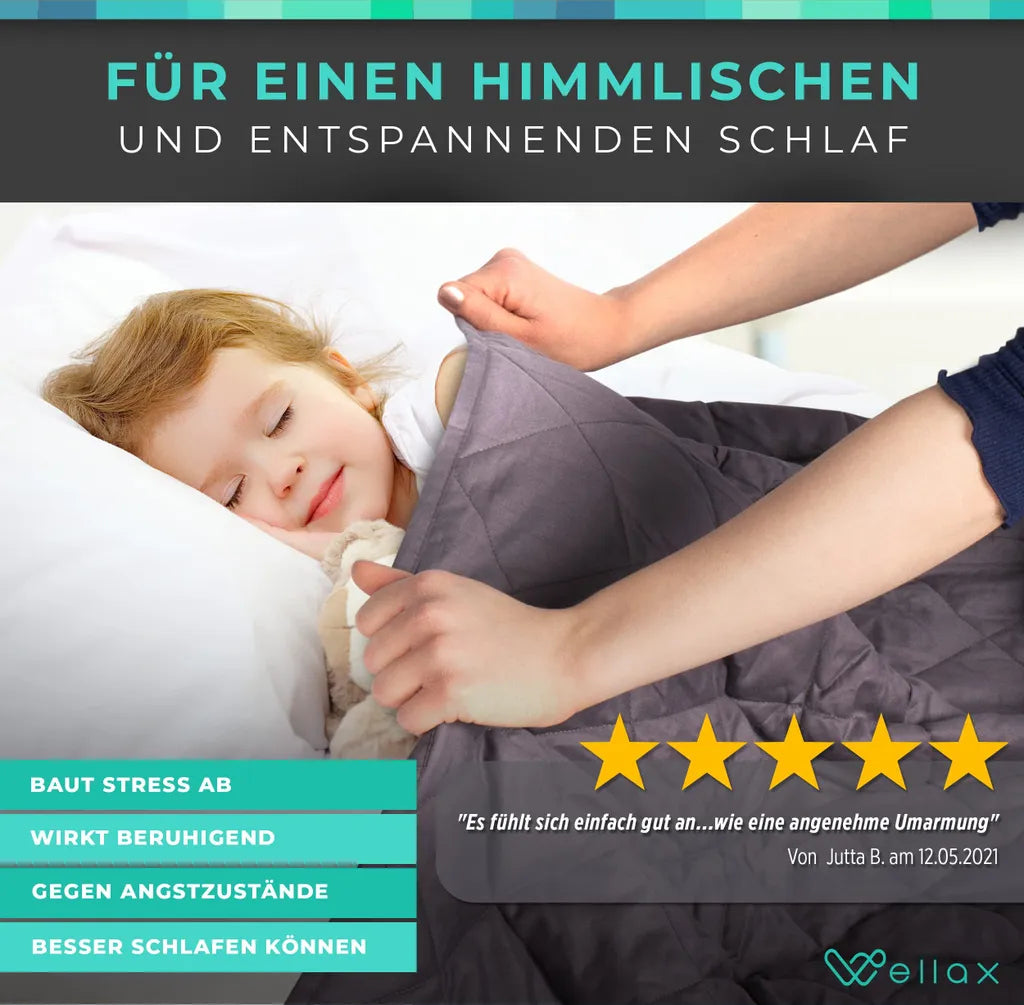 Comodo Gewichtsdecke Kinder - Therapiedecke 3,2kg - 104x152 Cm - Weighted Blanket - 100% Baumwolle - Für Stressabbau & Angstzustände - Mit Tasche