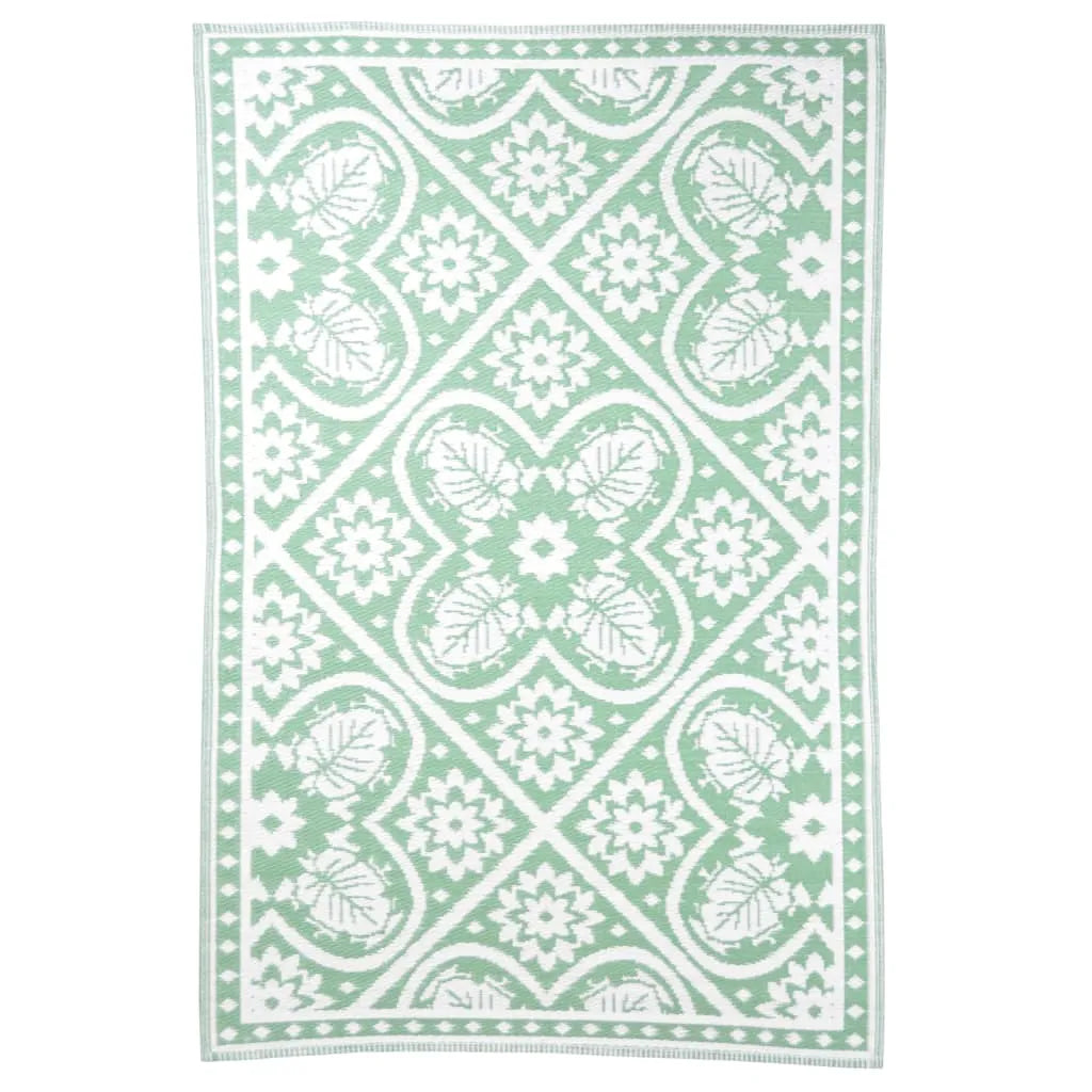 Esschert Design Outdoor-Teppich 182x122 Cm Fliesendesign Grün Und Weiß