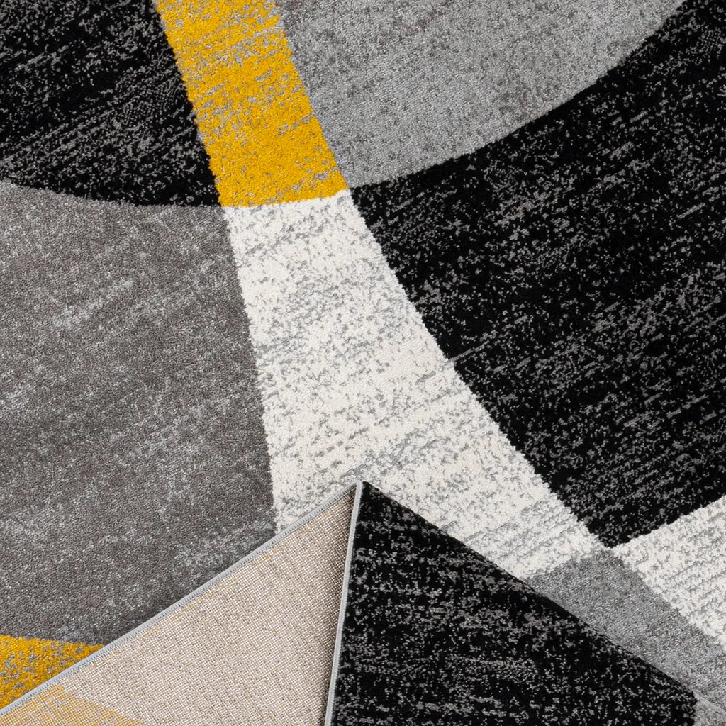  Wohnzimmer Schlafzimmer Teppich Geometrisches Kreis-Muster Meliert Gelb, Maße:120x170 Cm