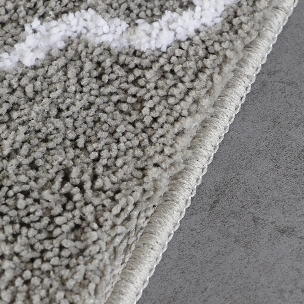  2 Stück Badematten Set Rutschfest Mikrofaser Badteppiche Badezimmerteppich Badvorleger +WC Teppich,Grau