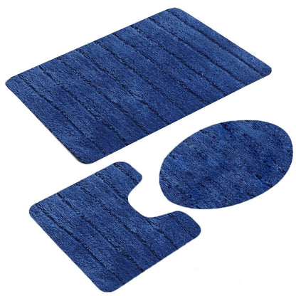  Topchances 3teilig Badezimmermatte Rutschfest Badematte Badteppich Badezimmerteppich Waschbar Duschmatten Weiche& Maschinenwaschbar Fußmatte Teppich Für Badezimmer (Blau)