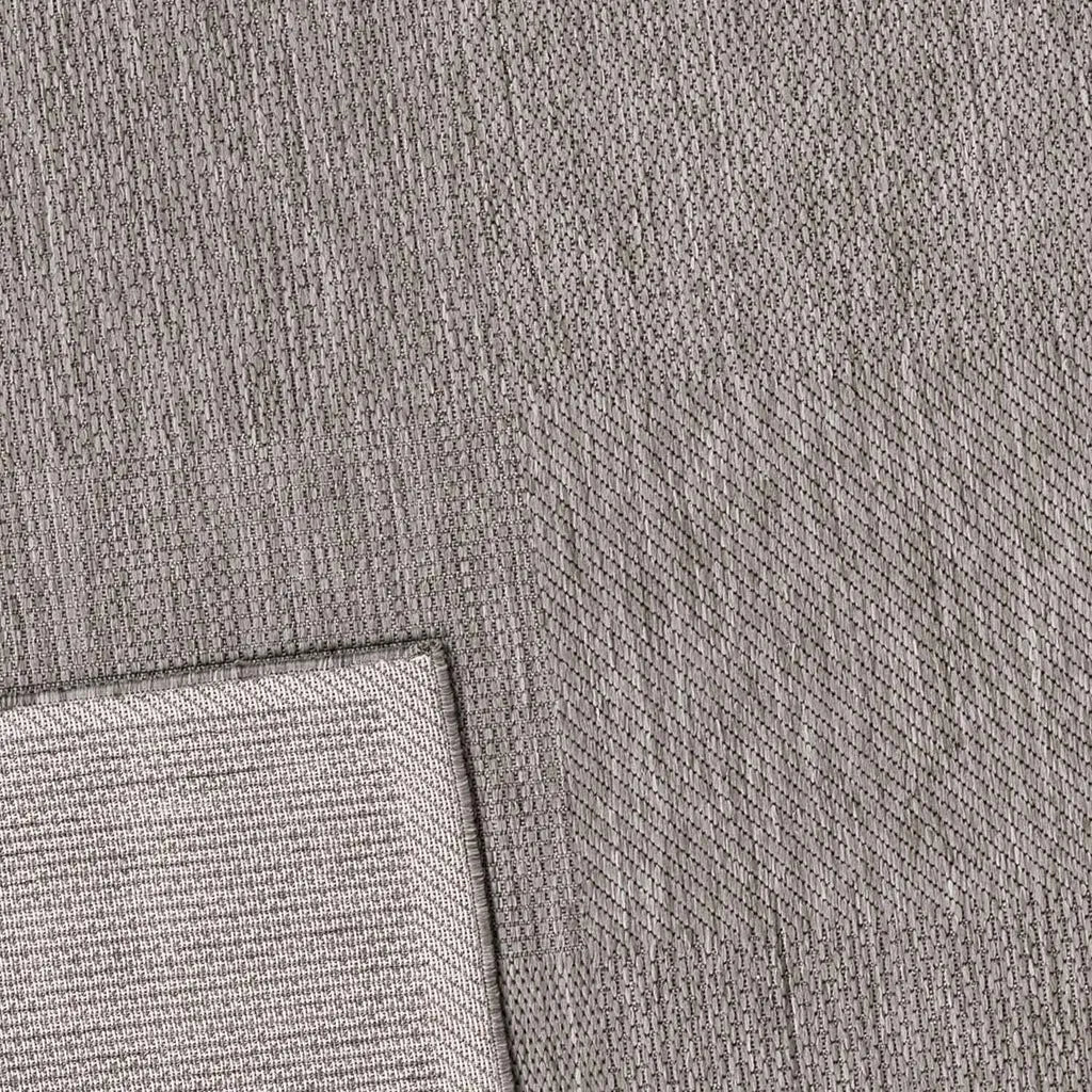  Robuster In- Und Outdoor Flachgewebe Terrassen Teppich Natur Look In Grau, Maße:140x200 Cm