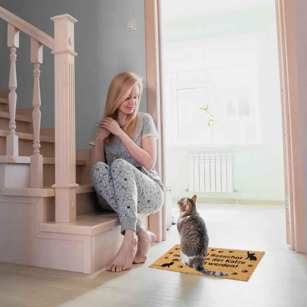  Relaxdays Fußmatte Kokos Katze
