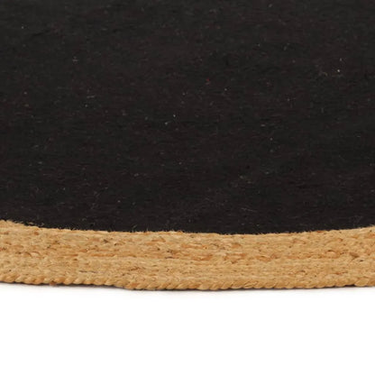  VidaXL Teppich Geflochten Schwarz & Natur 90 Cm Jute & Baumwolle Rund