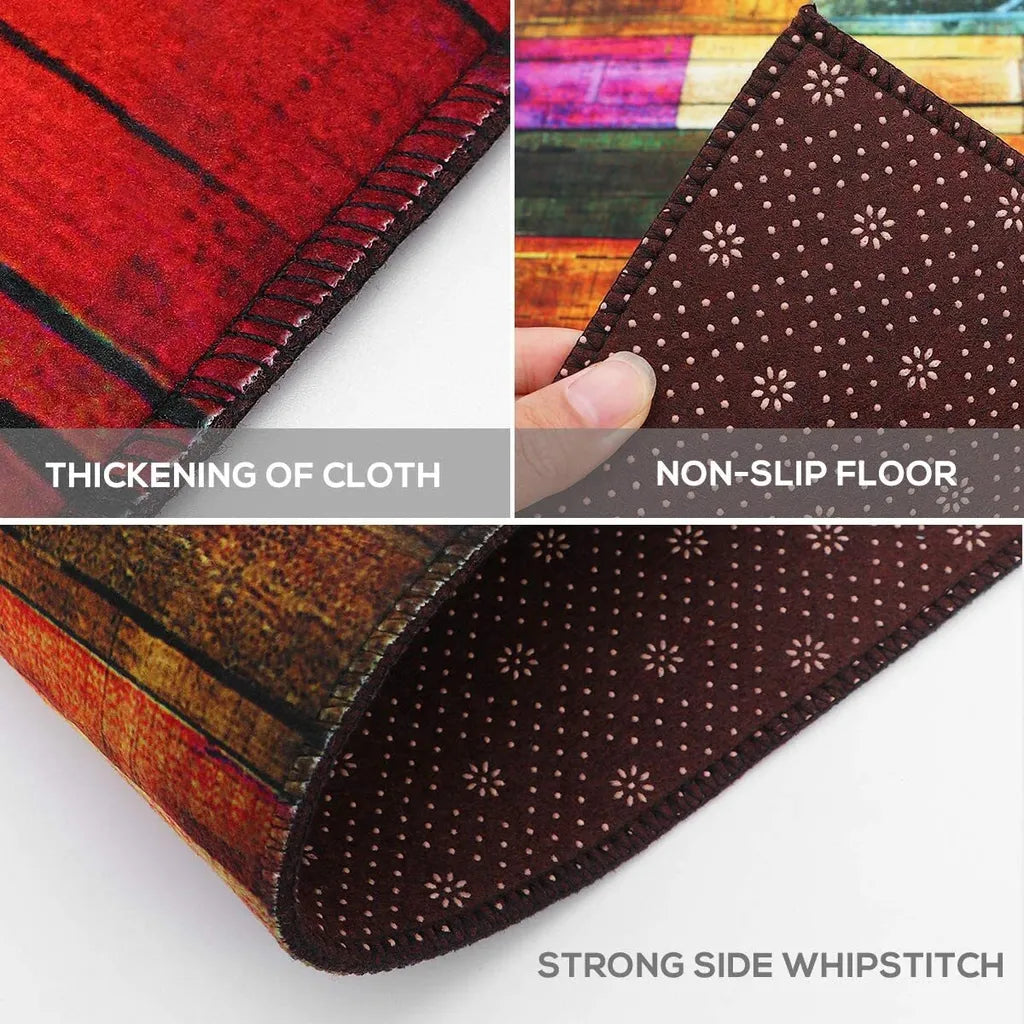  Teppich Läufer Flur Küche Rutschfest Waschbar Holzbrettmuster Bunter Modern Rutschfest Waschbar Vintage Kücheläufer Teppichläufer Polyester Meterware Anpassbar