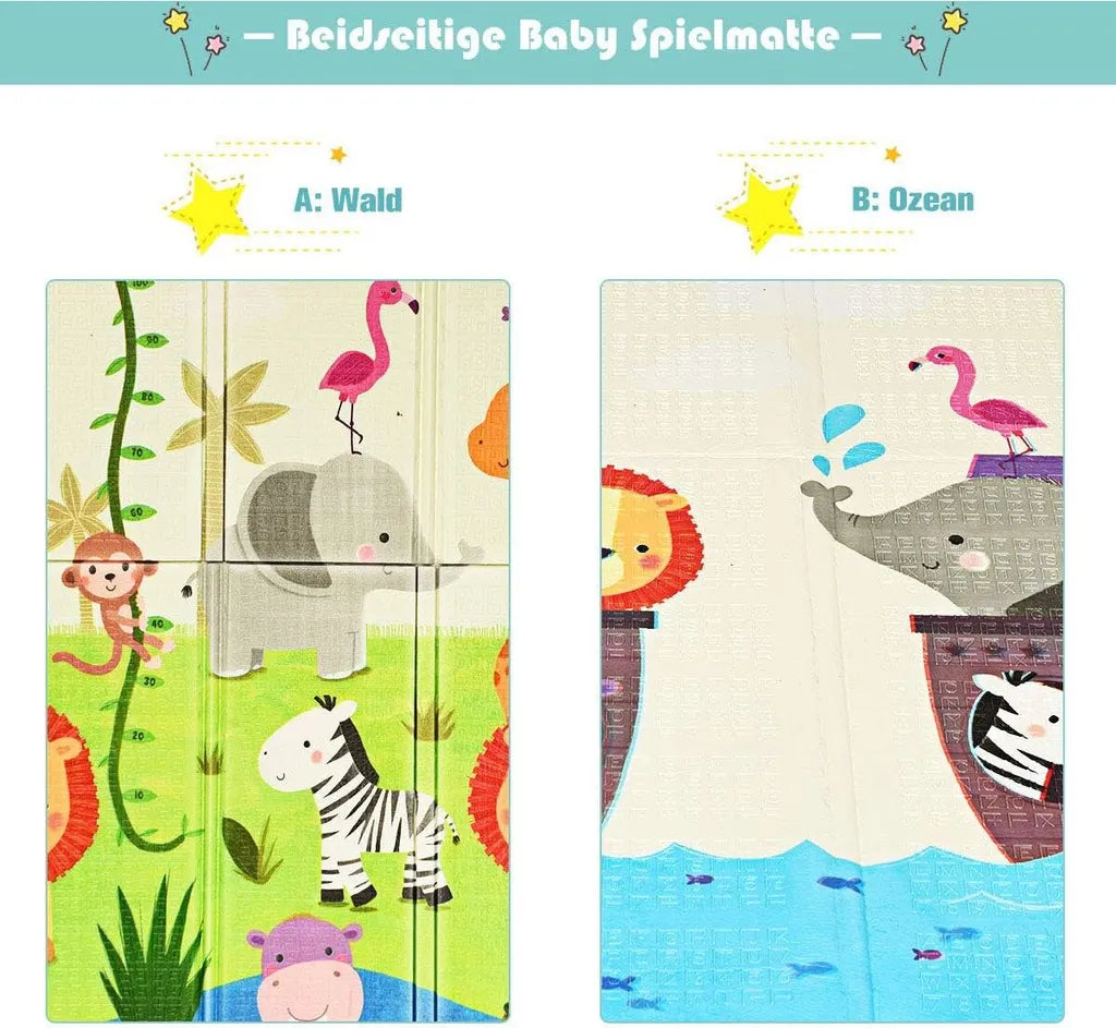  COSTWAY Baby Spielmatte Faltbar, Babymatte Doppelseitig, Krabbelmatte Aus XPE Material, Krabbeldecke, Spielteppich Für Babys, S?uglinge Und Kleinkinder, 200 X 180 Cm Grün