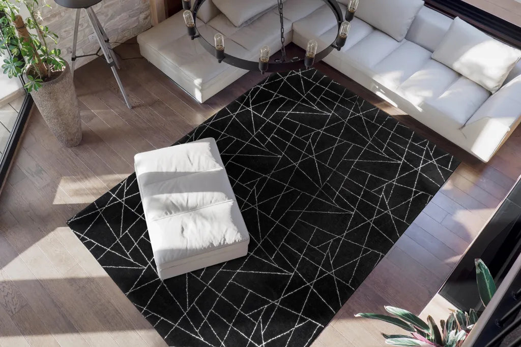  Kayoom - Hochflor Teppich Bijou 125 Schwarz / Silber Grösse: 120cm X 170cm