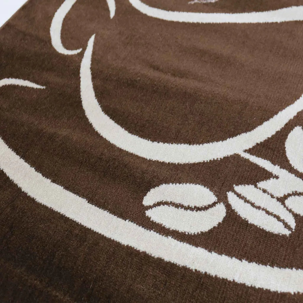  Küchenteppich Braun Trendiger Kaffee Teppich, Cappuccino Muster Tasse Kurzflor, Maße:140x200 Cm