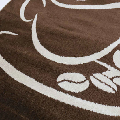  Küchenteppich Braun Trendiger Kaffee Teppich, Cappuccino Muster Tasse Kurzflor, Maße:140x200 Cm