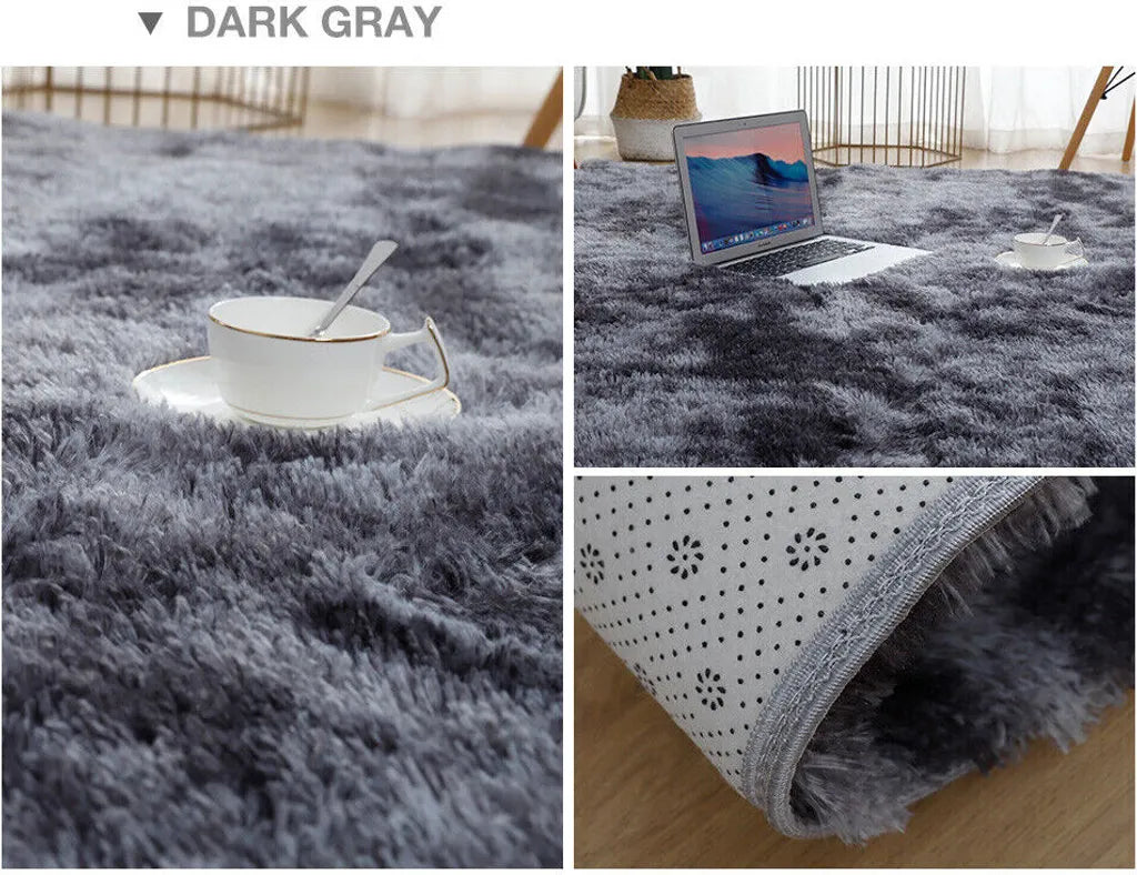  Soft Area Rug Schlafzimmer Shaggy Teppich Zottige Teppiche Flauschige Bunte Batik-Teppiche Carpet 120 * 160 Cm Dunkelgrau