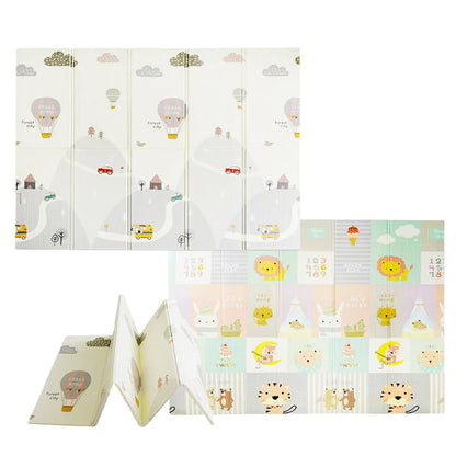  Babymatte DICKE 1,5 Cm. Faltbare Kindermatte Baby Spielmatte- 180x200x1.5cm. Wendefähige Und Ungiftige Wasserdichte Schaumstoff Kinderteppich- Krabbelmatte Spiel-Teppich Bodenmatte Kinder-Matte