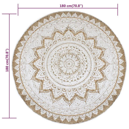  VidaXL Teppich Jute Geflochten Bedruckt 180 Cm Rund