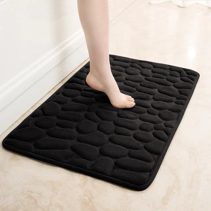  Rutschfeste Badematte Badteppiche 50 X 80 Cm, Badezimmerteppich Mit Memory Foam, Badezimmerteppich Duschvorleger Duschteppich Für Badewanne, Dusche, Badezimmer,Schwarz