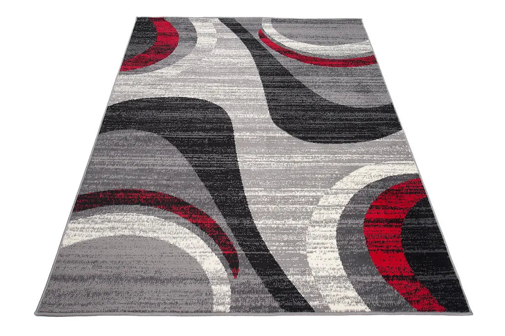  Teppich Wohnzimmer Kurzflor Modern - Geometrisch Muster - F844B-GRAY - Grau Grösse: 300 X 400 Cm
