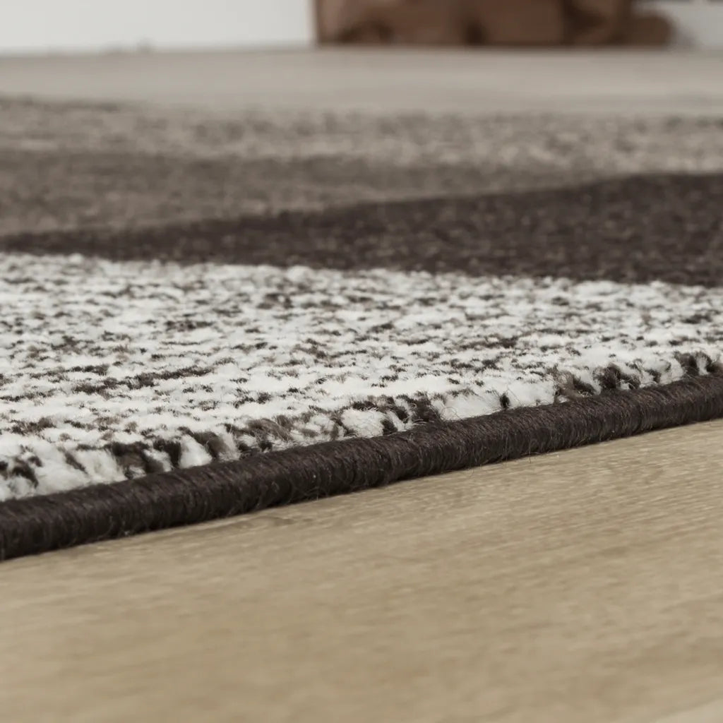  Teppich Für Das Wohnzimmer Kariert Modern Braun Beige Creme Meliert Größe 160x230 Cm