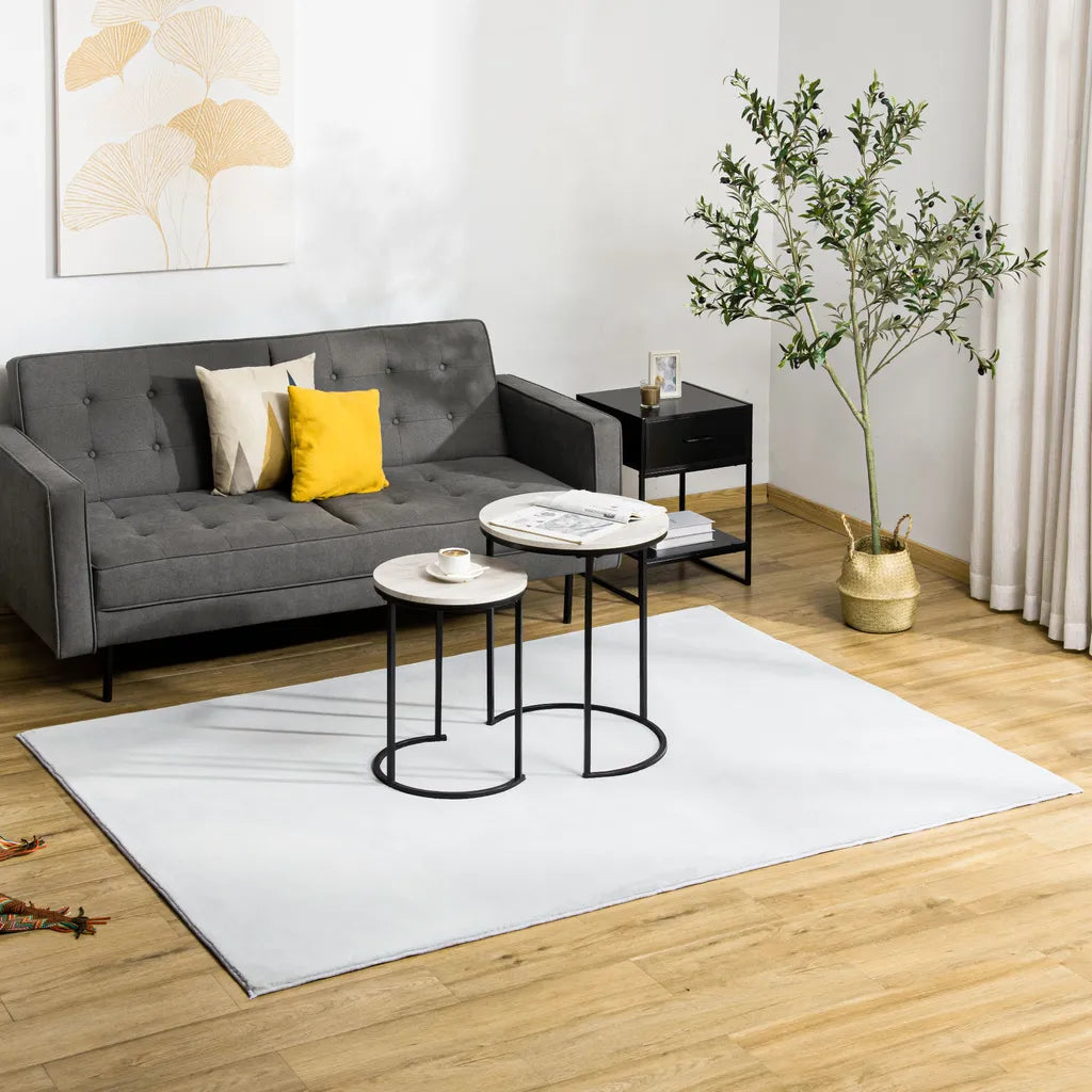  HOMCOM Flauschiger Teppich Kurzflor Anti-Rutsch Unterseite Für Wohnzimmer Schlafzimmer Modern Grau 160 X 230 Cm