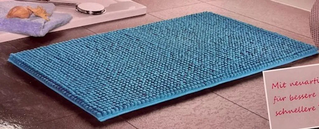  Sensino Chenille Badematte Blau Mit 3D Mesh-Rücken, Ca. 50 X 80 Cm