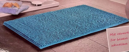  Sensino Chenille Badematte Blau Mit 3D Mesh-Rücken, Ca. 50 X 80 Cm