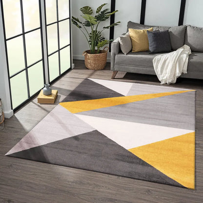  Teppich Wohnzimmer Schlafzimmer Flur Teppich Geometrisches Muster Gelb, Maße:120x170 Cm