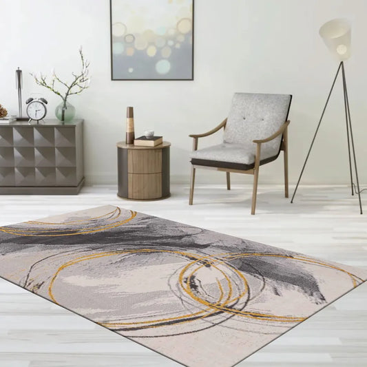  Teppich Wohnzimmer Schlafzimmer Flur Teppich Kreisel Muster Gelb, Maße:160x220 Cm