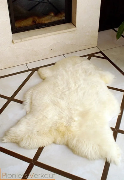  XXL Schaffell Lammfell Teppich Naturprodukt Pflanzlich Gegerbt Naturweiß 120-130 Cm Echtfell Fellteppich