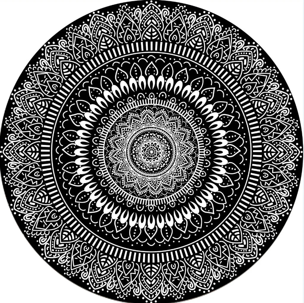  Outdoor-Teppich Rund Around The Flower Black 100x100cm Innen Und Außen