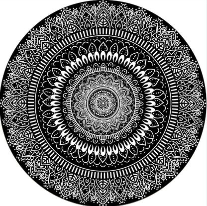  Outdoor-Teppich Rund Around The Flower Black 100x100cm Innen Und Außen