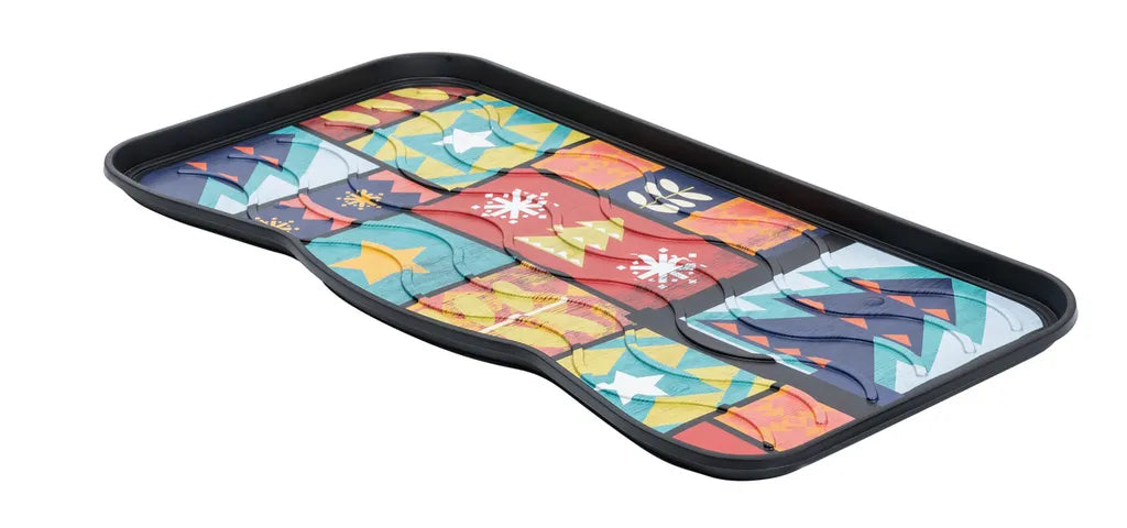  Schuhablage Weihnachten Winter Schuhabtropfschale Weihnachtsdekoration Schuhwanne COLORFUL XMAS Weihachtsmotiv 38 X 75cm