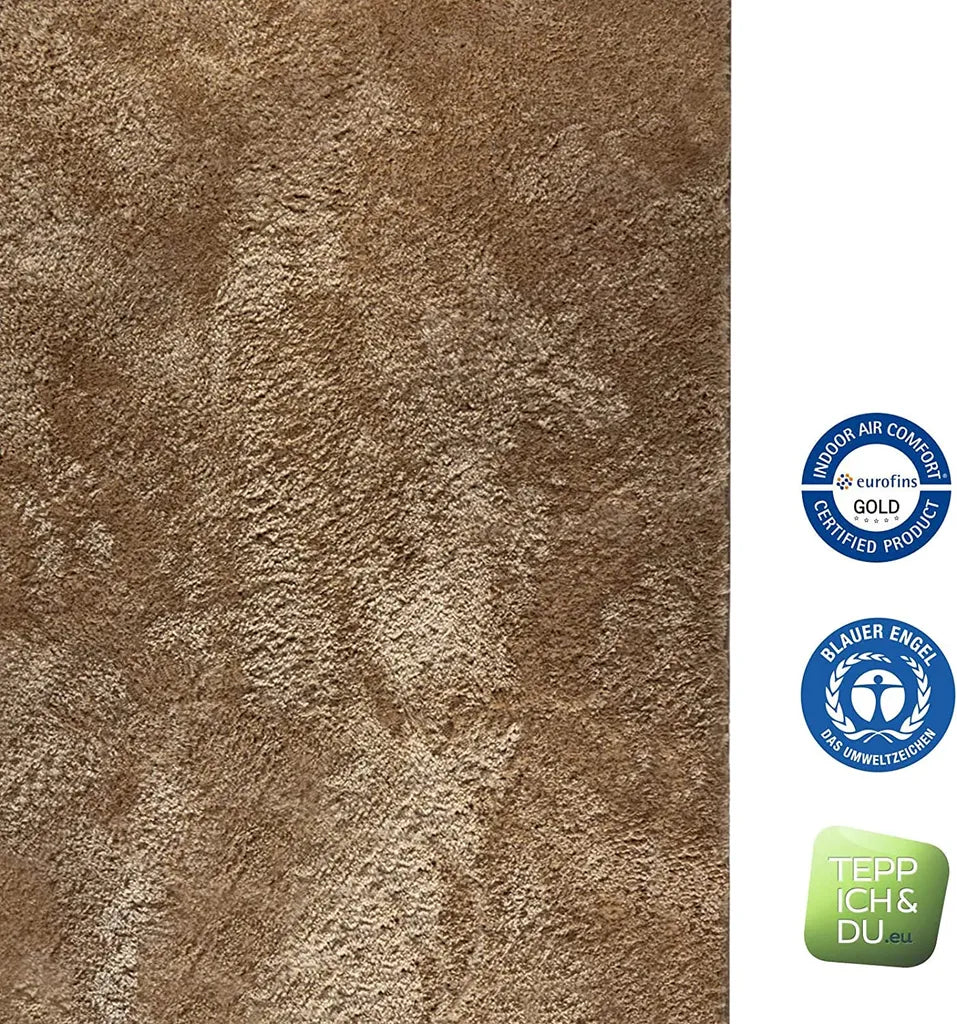  Karat Flokati Shaggy Teppich Elite Küchenläufer Teppichläufer Flurteppich, Hellbraun, 80x500 Cm