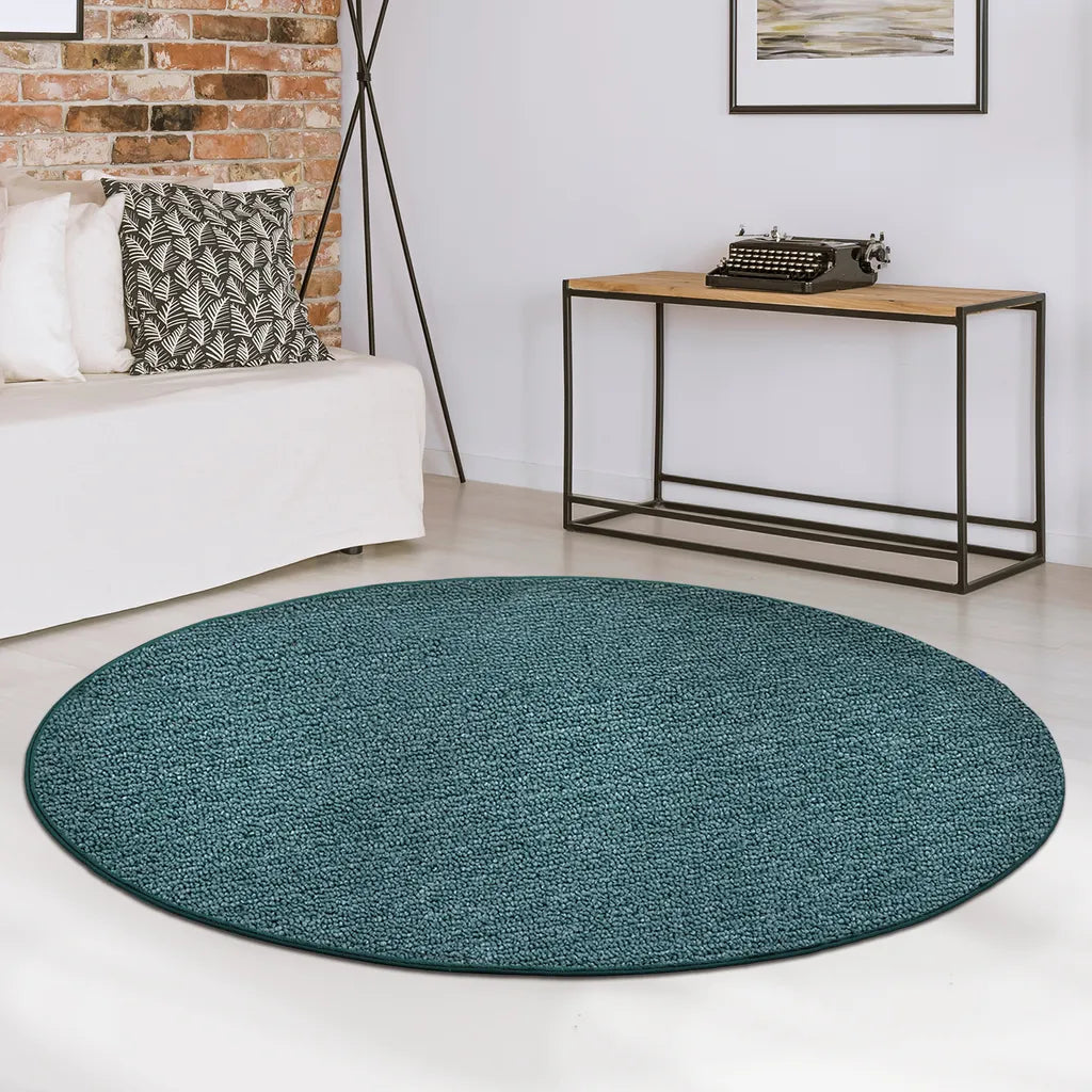  Teppich London Pflegeleichter Flacher Schlingenflor Grün 95 Rund 240 Cm Durchmesser