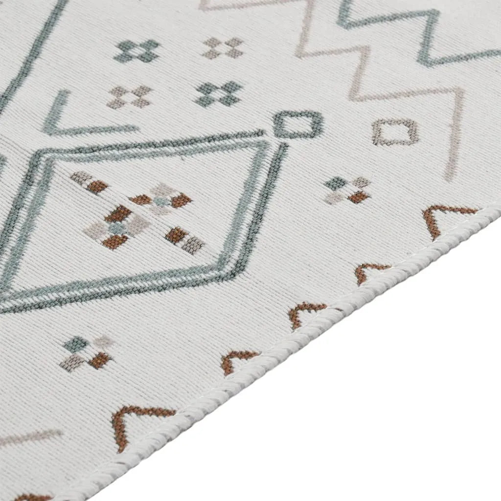  VidaXL Teppich Beige Und Blau 100x200 Cm Baumwolle