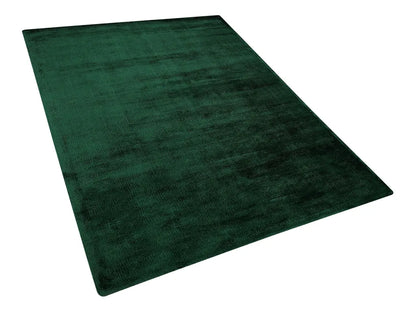  Teppich Dunkelgrün Viskose 140x200 Cm Kurzflor Rechteckig Mit Baumwoll-Unterseite Skandinavischer Stil