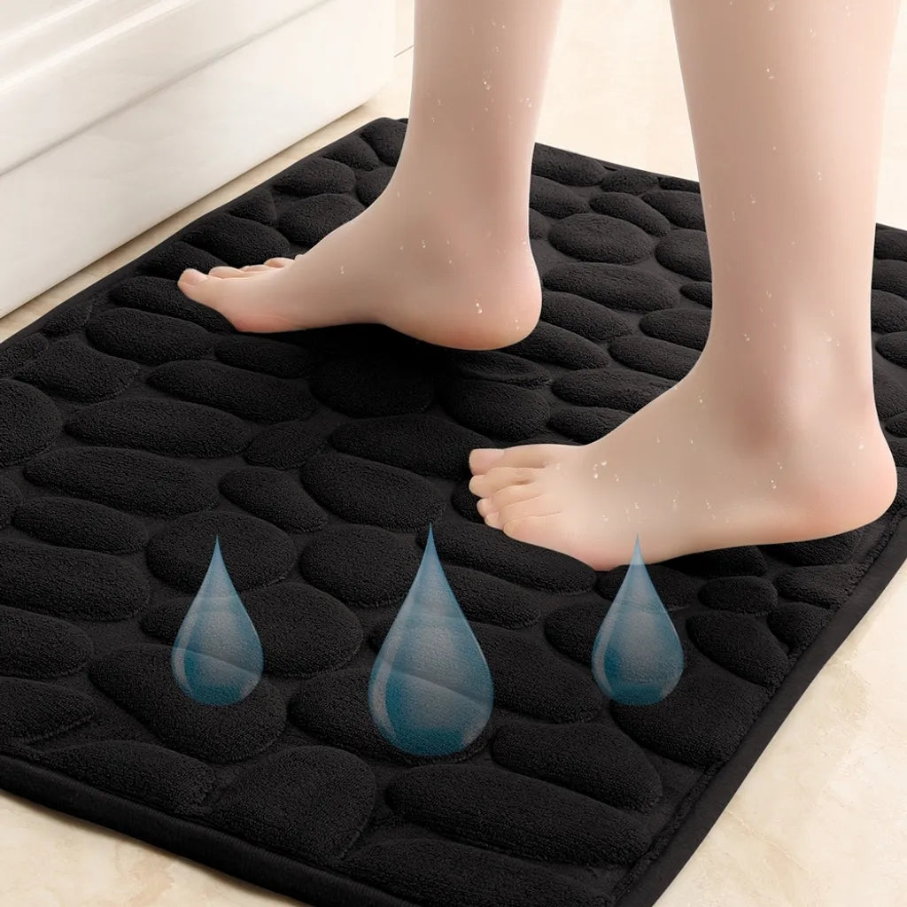  Rutschfeste Badematte Badteppiche 50 X 80 Cm, Badezimmerteppich Mit Memory Foam, Badezimmerteppich Duschvorleger Duschteppich Für Badewanne, Dusche, Badezimmer,Schwarz