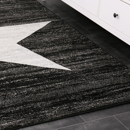  Teppich Sternmuster Modern Schwarz Trendiger Kurzflor Jugendzimmer, Maße:120 X 170 Cm