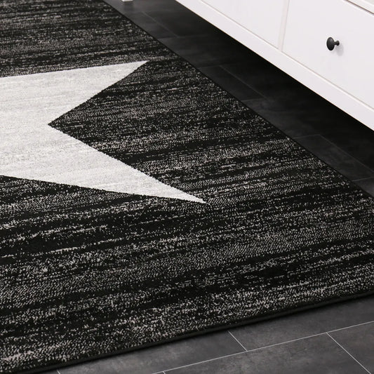  Teppich Sternmuster Modern Schwarz Trendiger Kurzflor Jugendzimmer, Maße:120 X 170 Cm