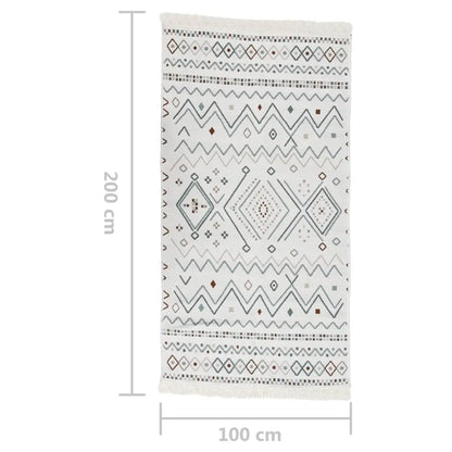  VidaXL Teppich Beige Und Blau 100x200 Cm Baumwolle