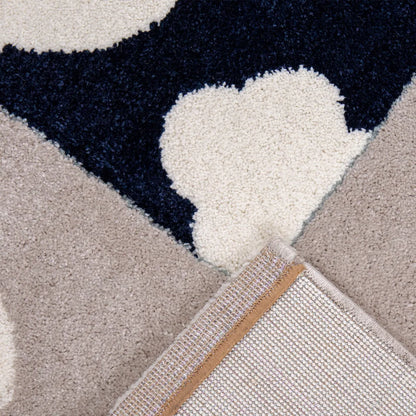  Kinderteppich Teppich Kinderzimmer Babyteppich Mit Herz Stern Wolke Blau Beige Creme, Maße:120x170 Cm