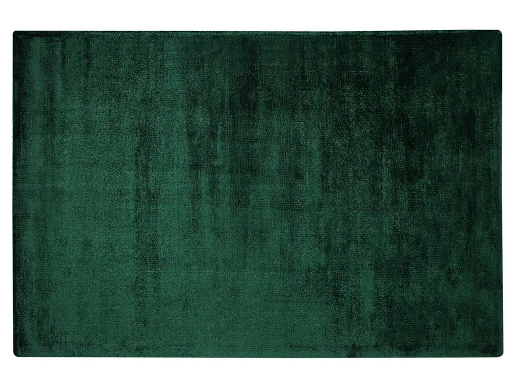  Teppich Dunkelgrün Viskose 140x200 Cm Kurzflor Rechteckig Mit Baumwoll-Unterseite Skandinavischer Stil