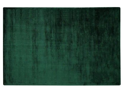  Teppich Dunkelgrün Viskose 140x200 Cm Kurzflor Rechteckig Mit Baumwoll-Unterseite Skandinavischer Stil