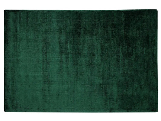  Teppich Dunkelgrün Viskose 140x200 Cm Kurzflor Rechteckig Mit Baumwoll-Unterseite Skandinavischer Stil